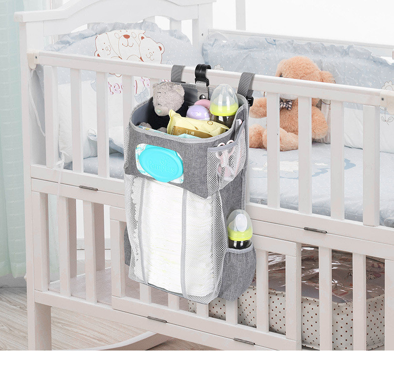 Foreign trade large baby bed storage bag Bed head hanging bag Diaper bag Bottle debris three-dimensional storage shelf