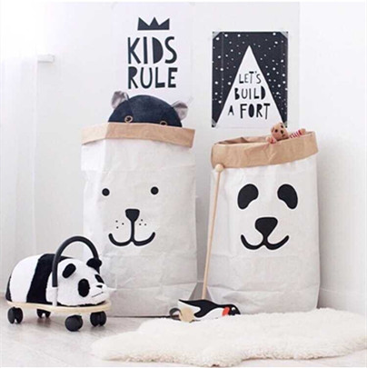 ins Nordic style kraft paper bag children's toy storage basket storage bag photo props