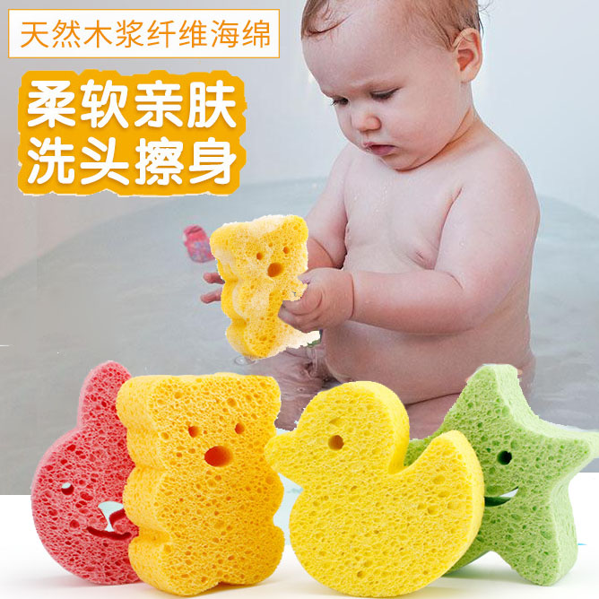 Foreign trade lovely rabbit baby bathing cotton bear duck children bathing sponge bath baby play water toys