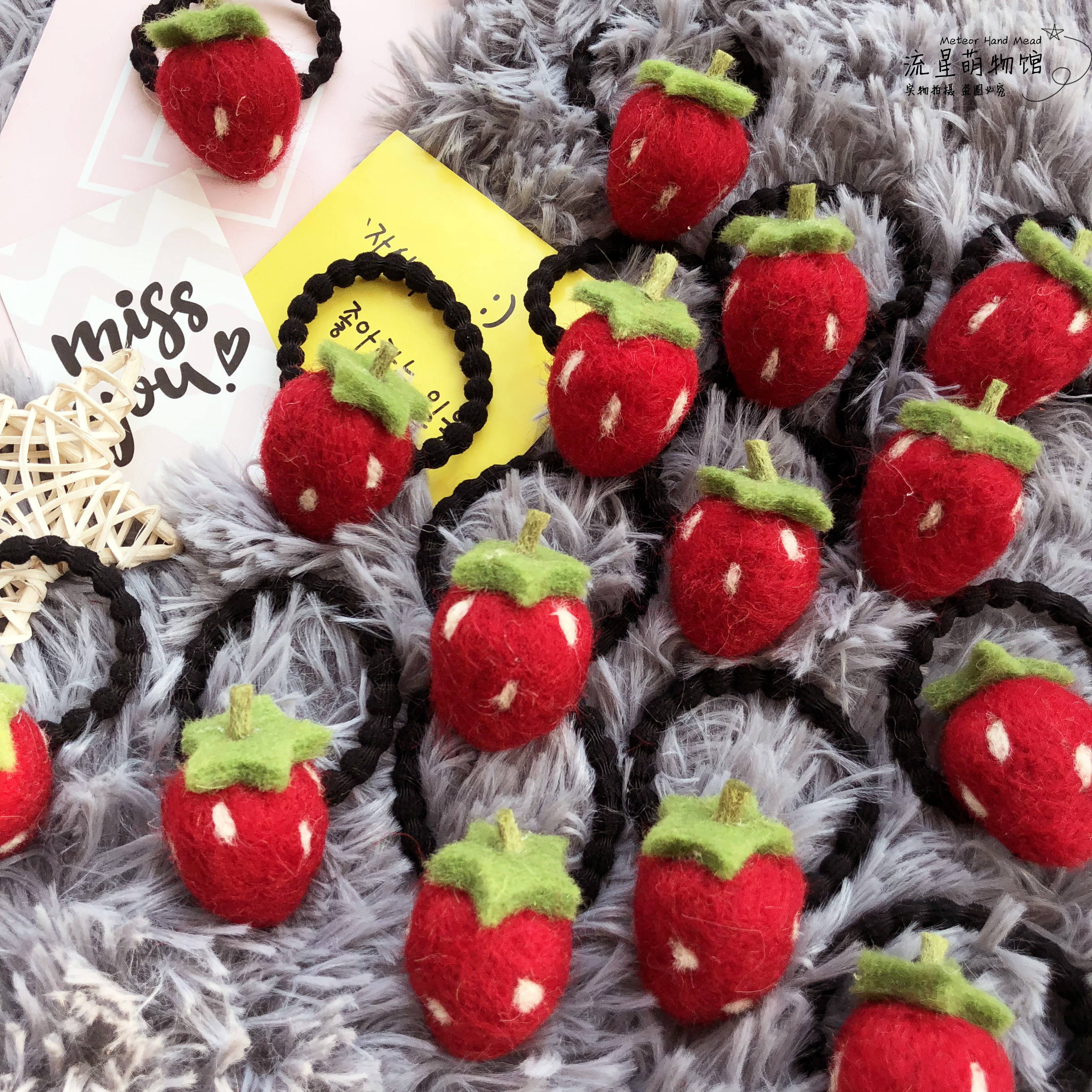 Ins handmade dễ thương Mori cô gái nhỏ len tươi cảm thấy dâu tóc phụ kiện tóc vòng đầu dây hoa ban nhạc dây tóc - Phụ kiện tóc dây buộc tóc scrunchies