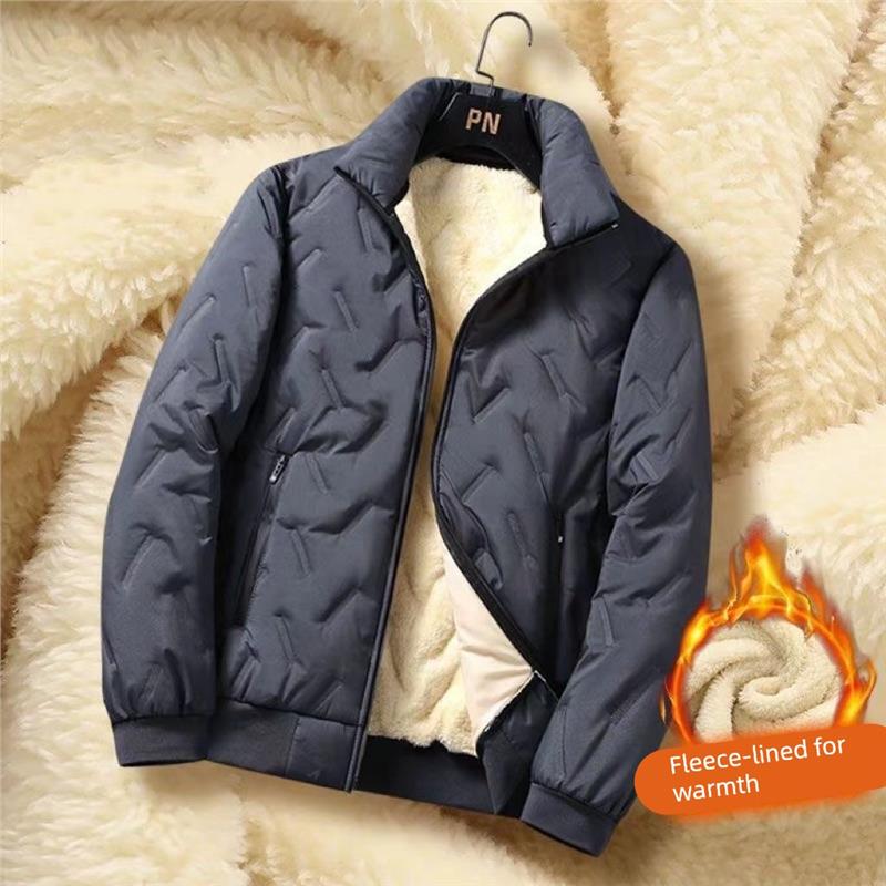 Durable and Thickened Men's Cotton Coat with Lamb Wool Lining, Original Export Warm Cotton Jacket