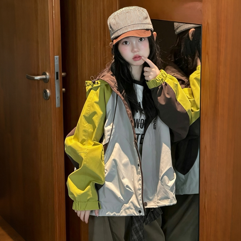 Spring and Autumn Girls' Casual Sports Windbreaker Jacket 2026 New Style for Older Children, Korean Style Fashionable Hooded Windbreaker
