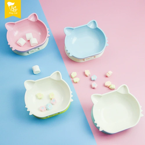 Можно разделить для двух мисок ~ Китти ПЭТ миска ABS Пластиковая диагональная кошачья чаша интегрированная двойная миска