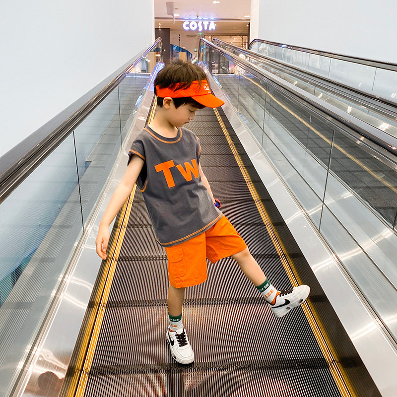 Kids Boys Tank Top Shorts Set Summer 2022 New Handsome Kids Summer Exotic Trend Brand Clothes