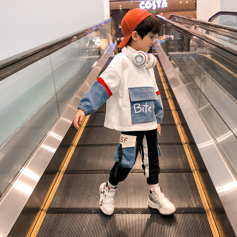 Children's Clothing Boys Spring Sweatshirt Set 2022 New Foreign Spring Style Internet Red Fried Street Boys Tide Brand Clothes