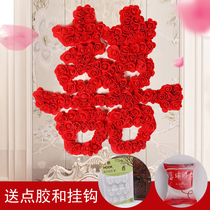 Factory direct creative rose romantic red double living room new house decoration bedside background wedding door happy word