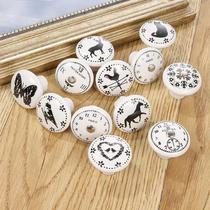 White Print Ceramic Door Knobs And Handles Furniture Drawer