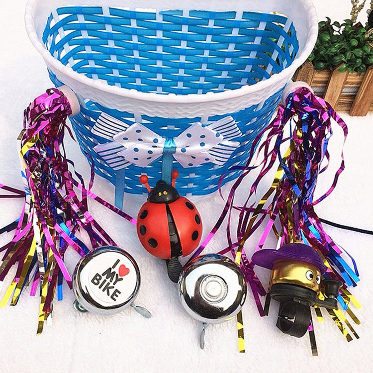 Children's bicycle accessories scooter basket ribbon windmill children's tricycle woven basket children's bicycle bell rearview mirror