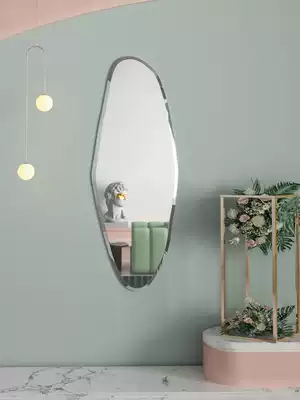 The Nordic full-length mirror simple ins wall-mounted decorative red systemic mirror clothing store full-length shaped mirror