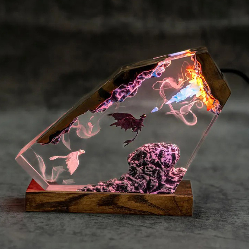 Gift Toothless Fury Epoxy Resin Lamp Decorative Ornament Desktop Gift Christmas Birthday Toothless