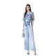 Fashionable wide-leg pants suit women 2022 summer new foreign style age reduction and thin temperament goddess Fan Chiffon two-piece set