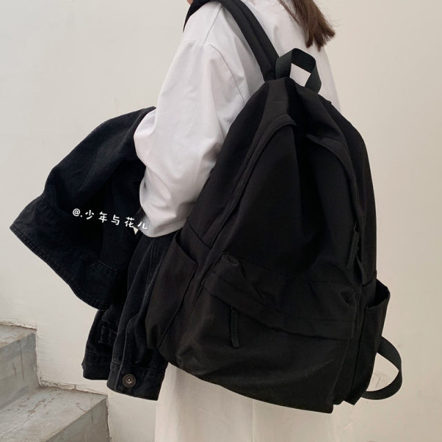 MUJI series large-capacity schoolbag female Korean version of Harajuku ulzzang college students backpack high school ins style backpack