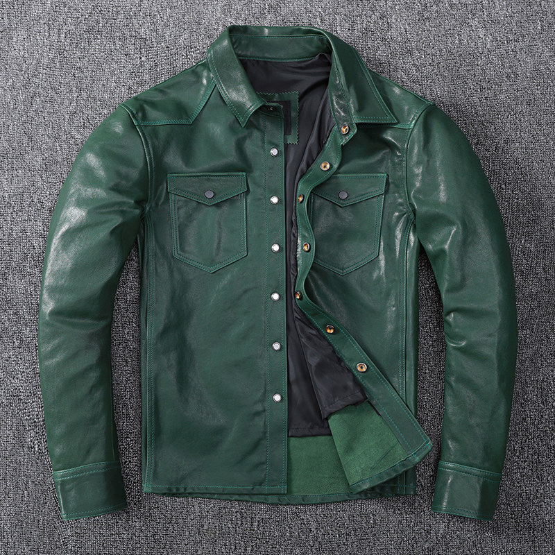 Delicate Korean wind dermis fur coat men's youth Han version sashimi leather shirt planted with sheep leather casual tuxedo