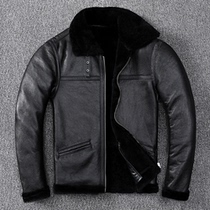 Original ecological leather wool one lamb hair mens leather leather vintage wool classic B3 winter warm lapel