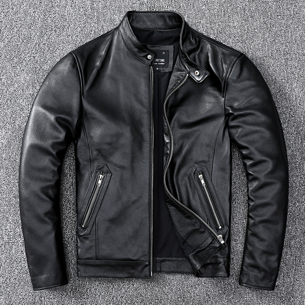 Special offer to pick up leaks in autumn and winter first layer cowhide motorcycle leather jacket genuine leather men's stand-up collar short European and American casual jacket