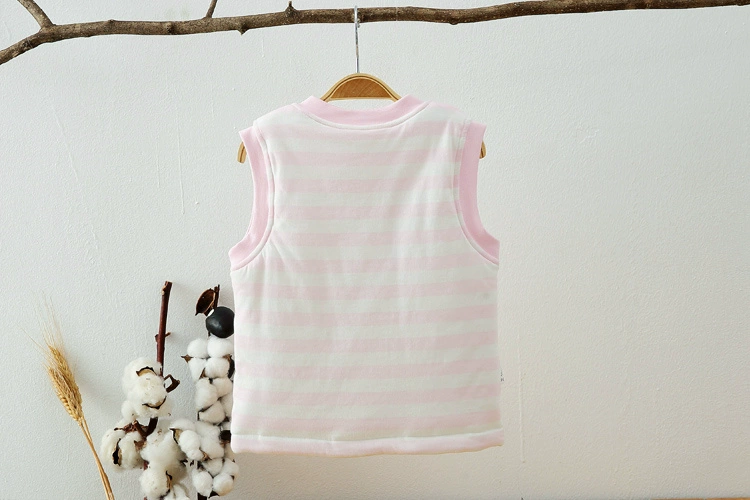 Áo lót cotton cho trẻ em vest vest nam và nữ bé mùa xuân và mùa thu dày chần ấm áo vest dày phần vai - Áo ghi lê