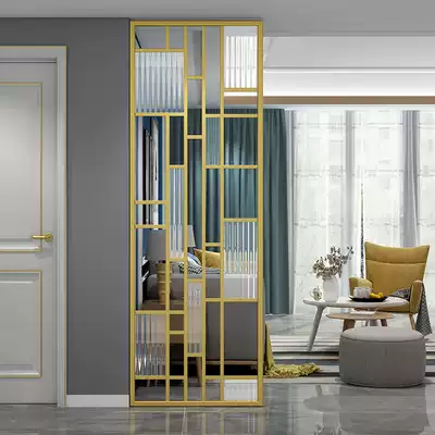 Nordic Changhong glass screen partition living room light luxury light transmission door decoration stainless steel dry area wash table cover