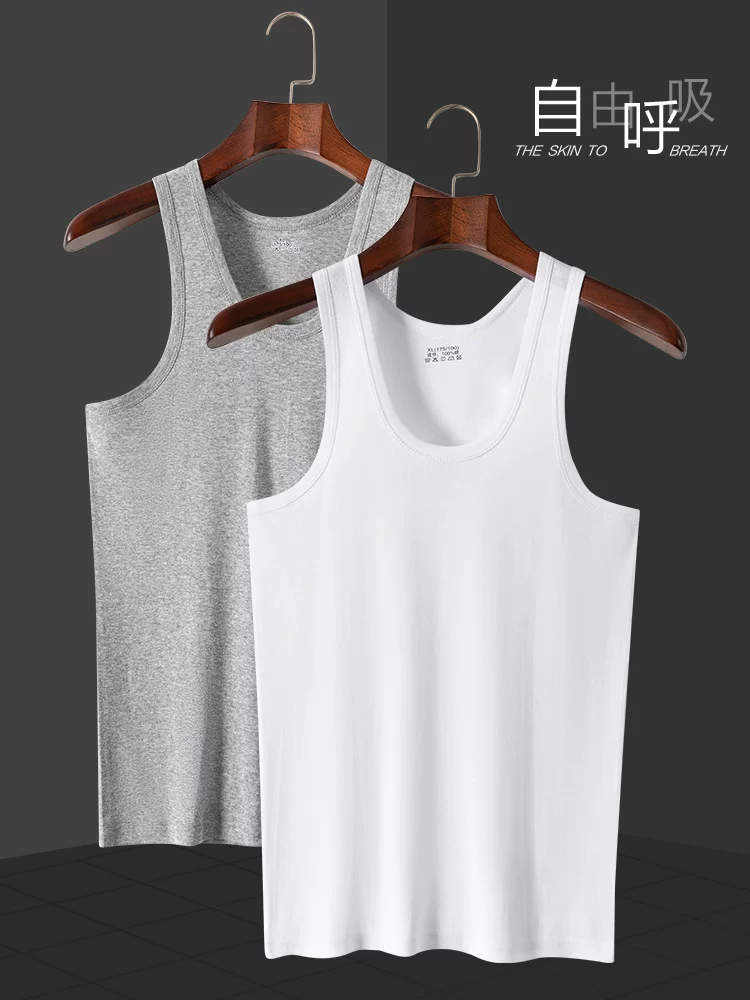 Мужская хлопковая спортивная белая майка для зала, slim-fit, для среднего возраста