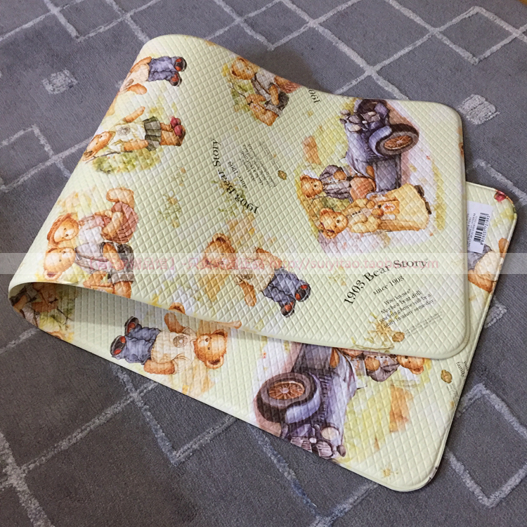 South Korea Imported Teddy Bear PVC Bathroom Non-slip Mat Bath Foot Cushion Bed Side cushion Damp Doorway Mat