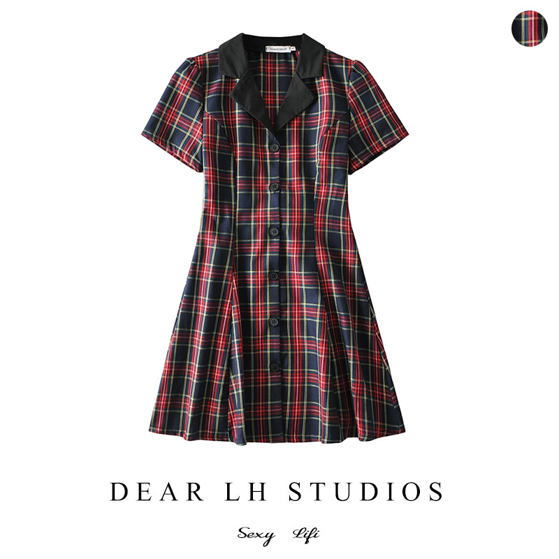 American-style British style sub-dress suit collar tie slim fit slim high waist retro A-line uniform short skirt female