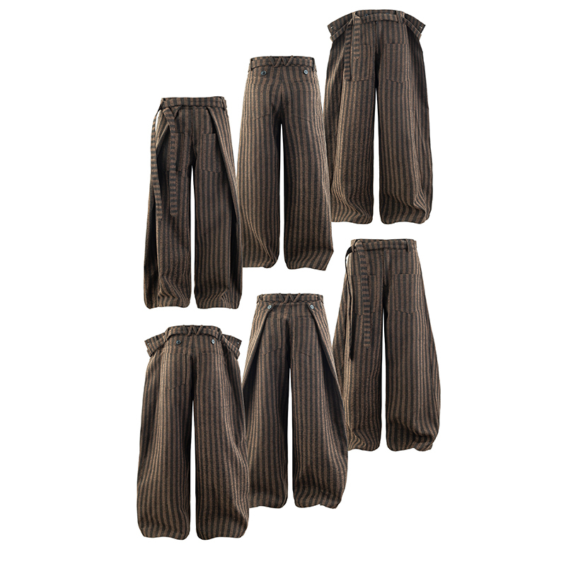 『Thog25』Palm Brand “One Pants, Three Styles” Multi-Form Belt Pleated Striped Straight-Leg Casual Trousers 『Thog25』Palm Brand “One Pants, Three Styles” Multi-Form Belt Pleated Striped Straight-Leg Casual Trousers