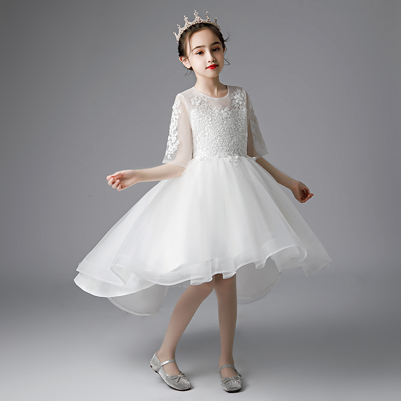 Children's Evening Dress Princess Dress Little Host Girl Super Long Tail Girl Model Catwalk Dress Foreign School Summer