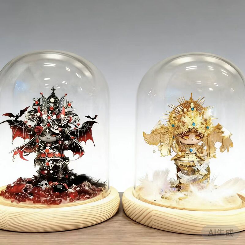 Art Model Meow City Angel Demon Empress Holy Wing Angel Enchanting Queen Special Glass Cover Transparent Display