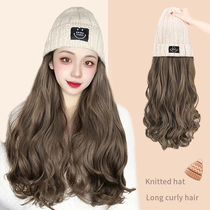 Wig female hair wearing hat wig one fashion new autumn and winter 2021 explosive female simulation full head cover