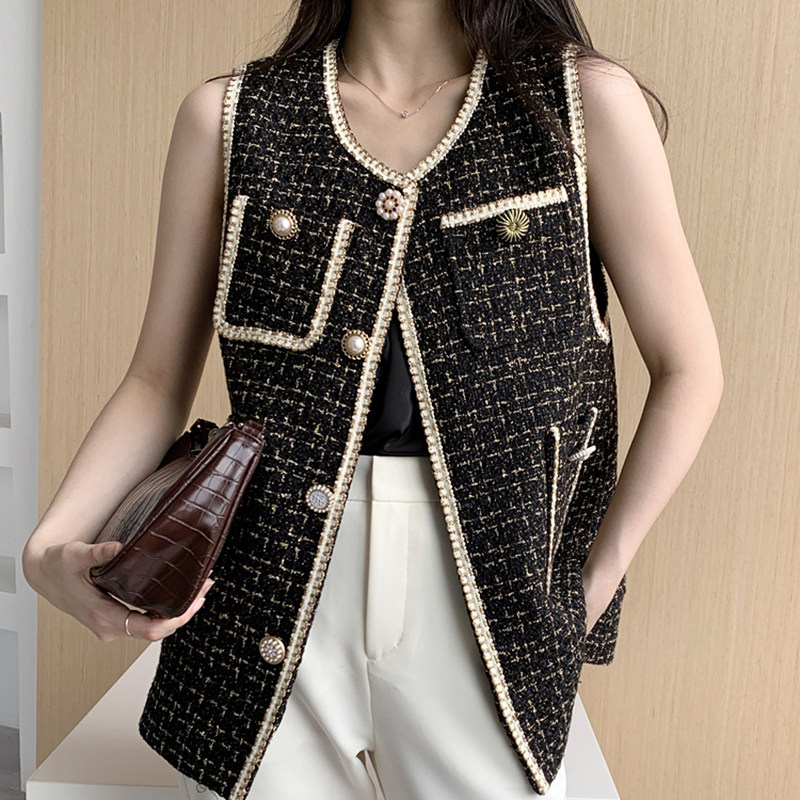 Positive mother custom 20 spring and summer new temperament name Yuanyuan gold silk material small fragrant wind horse chia jacket blouse female