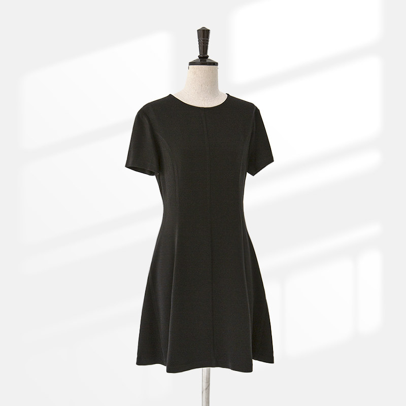 Elegant Commuter Workshop Elegant Commute Acetate Short Sleeve Ocean Dress Female Ocean Style Goddess Van Pure Color High-end Dress