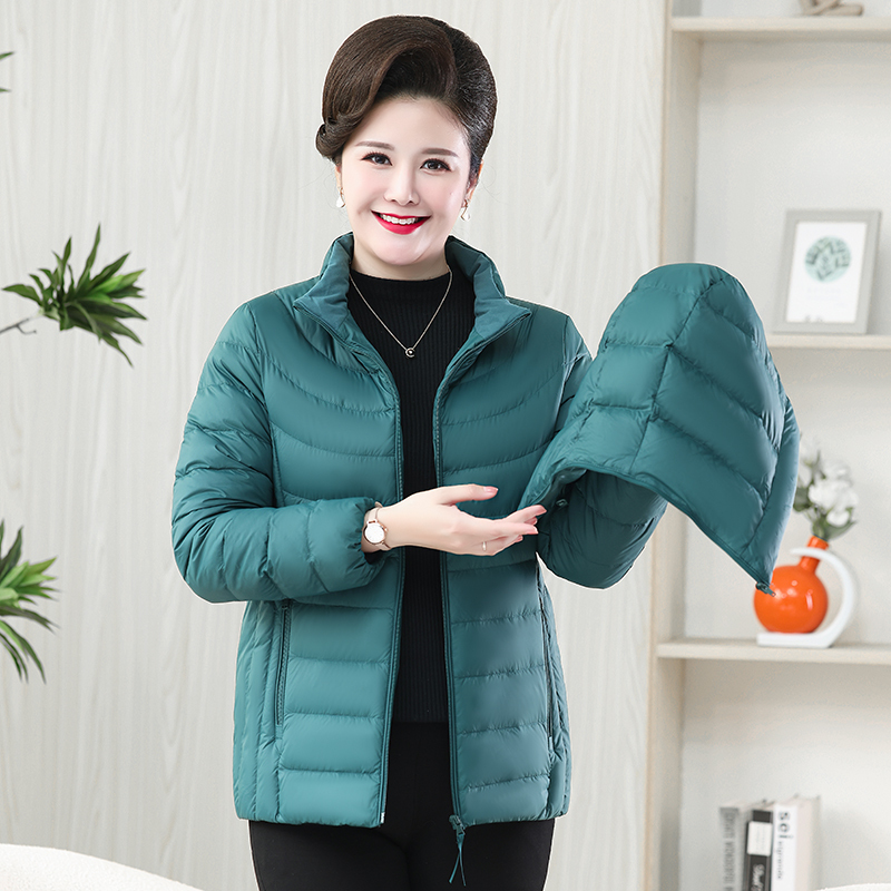 Lightweight down Jacket for Middle-Aged and Young Women, Detachable Hood, Plus Size, Mother's Wear, White Duck Down, Warm Coat