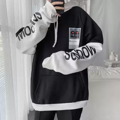 Hong Kong wind ins sweater men hooded loose spring and autumn clothes students Korean version of the trend handsome lazy wind jacket