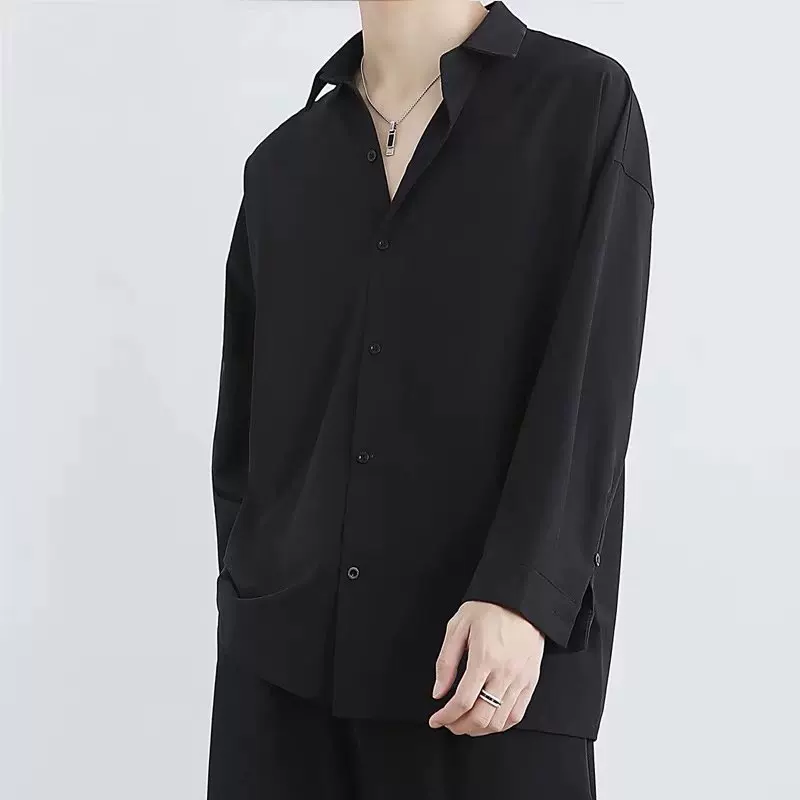Autumn summer thin jacket, silk black shirt
