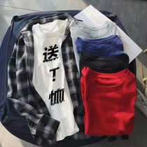 Hong Kong style sub-shirt mens long-sleeved autumn casual jacket Korean loose shirt trend chic couple clothes