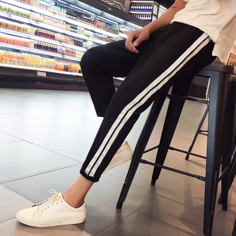 Spring Autumn Winter 90% Casual Pants Men Loose Sport Small Footed Kharen Pants Students Black Long Pants Korean Version Trend