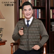 Trung niên áo len nam cardigan daddy cộng với nhung áo len dày áo len ông già ông nội áo len mùa thu và áo khoác mùa đông