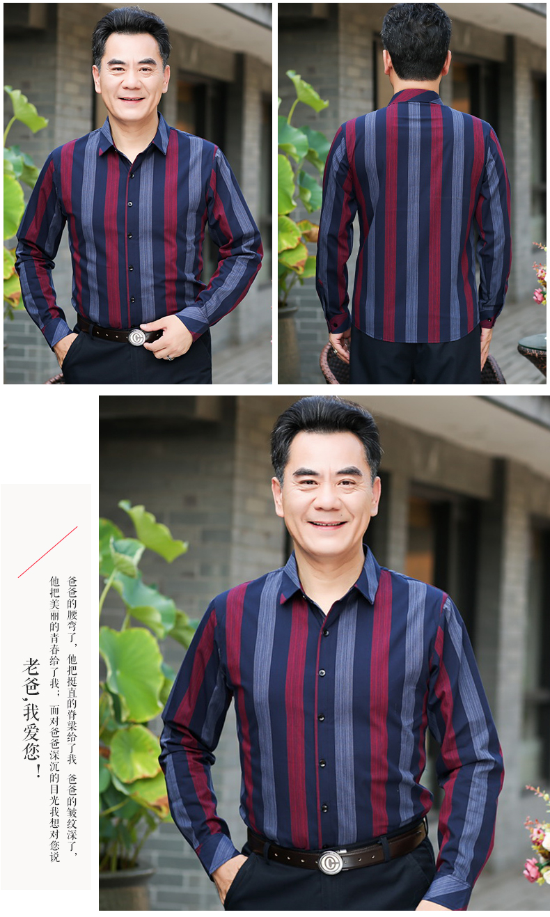 Áo mới 2018 trung niên 40-50 tuổi cha áo dài tay cotton trung niên nam mùa thu áo sơ mi voan kiểu hàn quốc