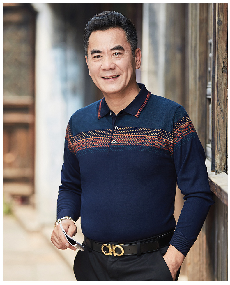 Bố áo sơ mi nam mùa đông cộng với áo nhung dày ấm áp áo sơ mi mùa đông trong áo thun dài tay cho người trung niên cửa hàng bán áo thun nam cao cấp