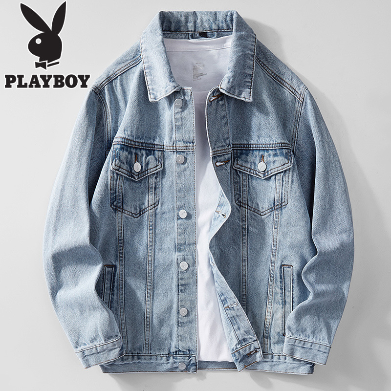 Playboy Denim Jacket for Men, New Spring and Autumn Style, Loose Trendy Brand Youth Jacket, Stylish Men's Top Playboy Denim Jacket for Men, New Spring and Autumn Style, Loose Trendy Brand Youth Jacket, Stylish Men's Top