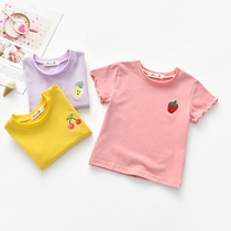 Girls T-shirt summer new childrens pure cotton half-sleeved childrens tops baby summer short-sleeved princess bottoming shirt