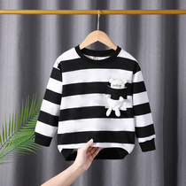 Girls sweater 2022 autumn new childrens foreign style Korean style casual striped long-sleeved baby girl pullover top tide