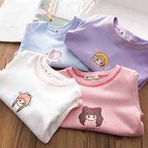 Girls autumn clothes 2021 new baby bottoming shirt childrens cartoon sweater little girl middle and big childrens long-sleeved top trendy