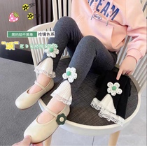 Girls flower leggings 2022 spring and autumn childrens fashionable all-match casual pants baby comfortable floret pants trendy