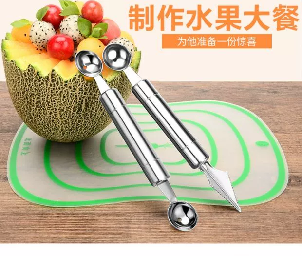 Thép không gỉ trái cây dao muỗng đào bóng Cắt táo dưa hấu nhân tạo chia khuôn đĩa công cụ đĩa - Tự làm khuôn nướng khuôn làm kem silicon