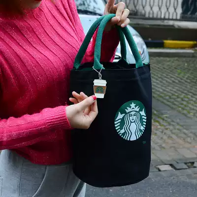 Round bento belt Portable insulation bento bag Canvas bucket bag Large capacity with rice bag shopping bag Mommy bag