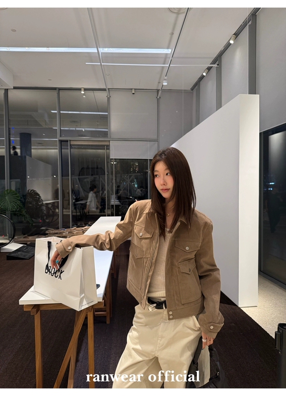 Ranwear "Dujia! Manchester Jacket" Old Money Style Suede Jacket with Lapel Collar, Casual Short Coat