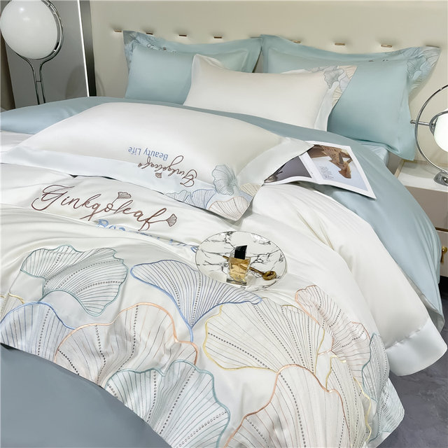 Light luxury double-sided 100 pure cotton lint cotton four-piece set