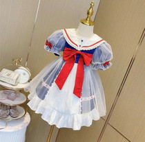 Girls Lolita dress for dress in summer dress Childrens dress Children foreign air 2021 Summer new children Skirt Yarn Dress