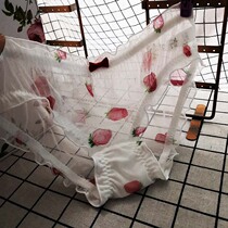 Day Department cute sweet and beautiful Korean version student Butterfly knot low waist triangle Sexy breathable pure cotton crotch strawberry mesh yarn underpants