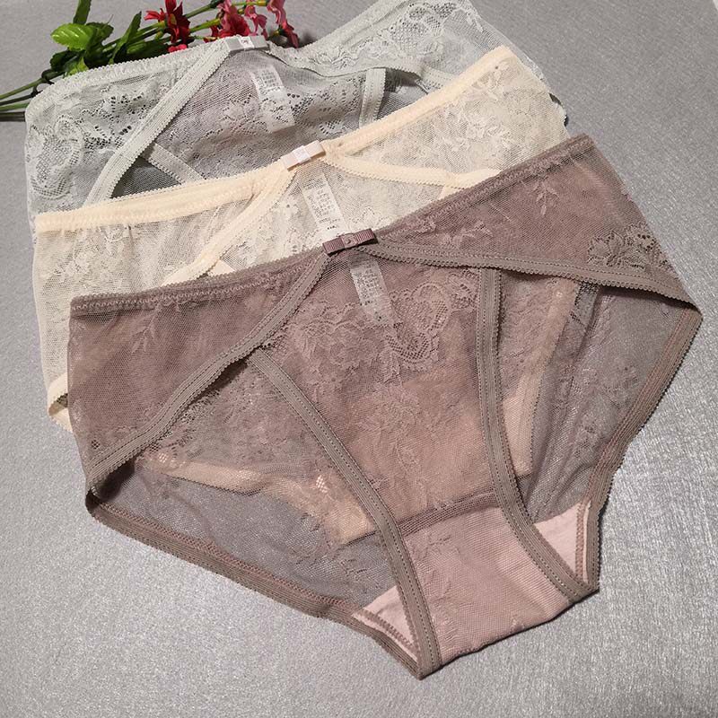 Underpants Female Lace Adolescent Girl Day Ensemble Ultra Slim no-dent Regrets Low Waist Fire Hot Pure Cotton Crotch Antibacterial Mesh Yarn Clairvoyant
